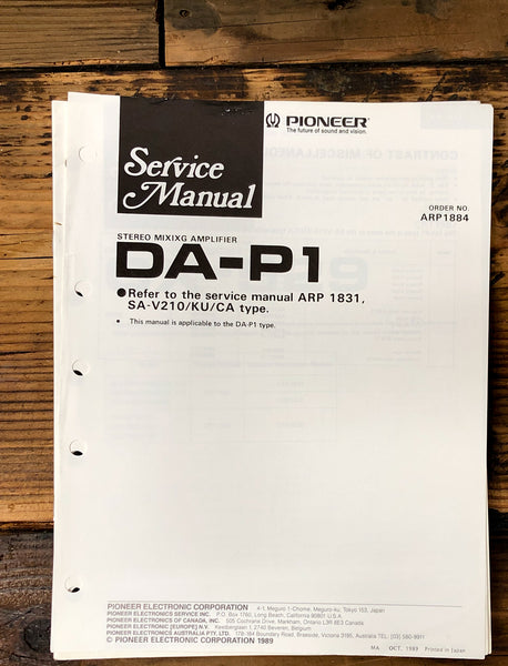 Pioneer DA-P1 Mixing Amplifier  Service Manual *Original*