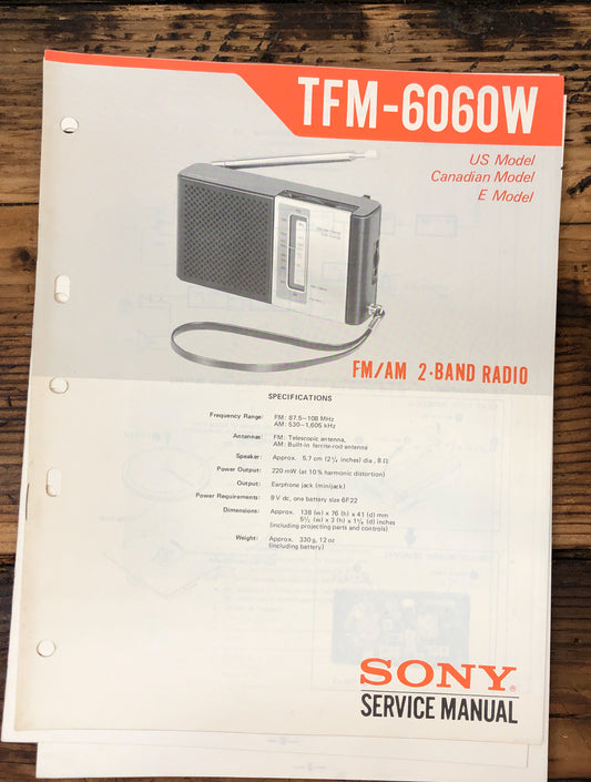 Sony TFM-6060W Radio  Service Manual *Original*