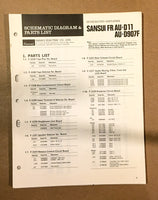 Sansui AU-FR AU-D11 AU-D907F Amplifier  Schematic & Parts List *Original*