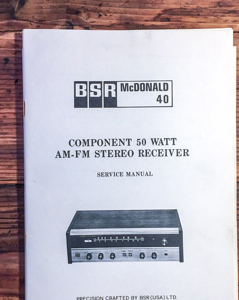 BSR McDonald Model 40 Receiver  Service Manual *Original*