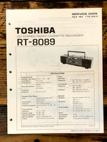 Toshiba RT-8089 Cassette Service Manual *Original*