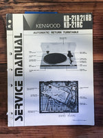 Kenwood KD-21R -21RB -21RC Record Player / Turntable Service Manual *Original*