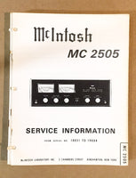 McIntosh MC2505 MC-2505 Amplifier Service Manual *Original* #2