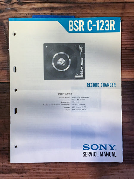 Sony / BSR C-123R Record Player / Turntable Service Manual *Original*