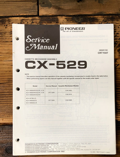 Pioneer CX-529 Cassette Mechanism  Service Manual *Original*