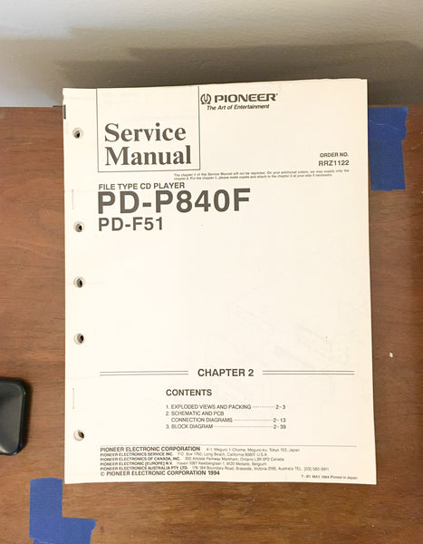 Pioneer PD-P840F PD-F51 CD Player Service Manual *Original* #2