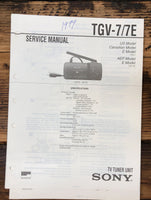 Sony TGV-7 TGV-7E TV Tuner  Service Manual *Original*