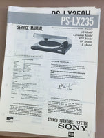 Sony PS-LX235 Turntable Record Player  Service Manual *Original*
