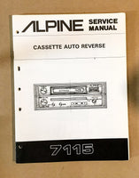 Alpine Model 7115 Radio Cassette Service Manual *Original*