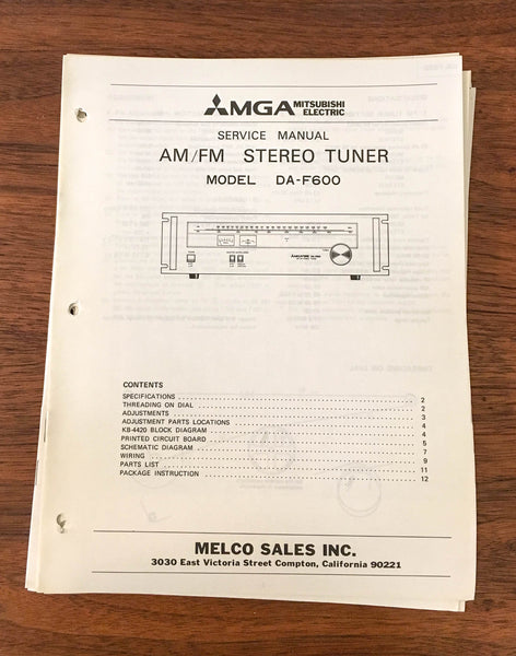 Mitsubishi DA-F600 Tuner Service Manual *Original*