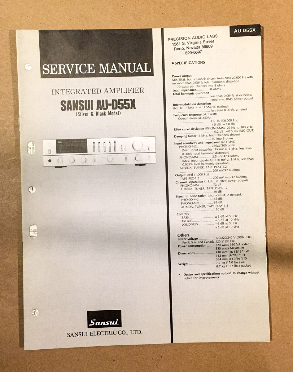 Sansui AU-D55X Amplifier  Service Manual *Original*