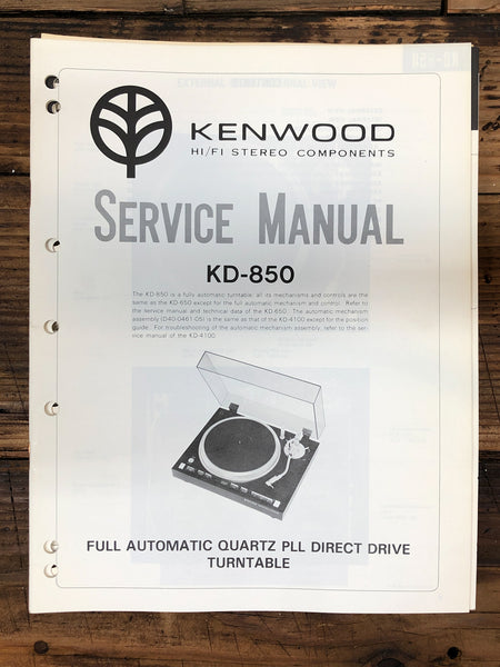 Kenwood KD-850 Record Player / Turntable  Service Manual *Original*