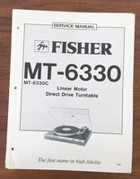 Fisher MT-6330 Record Player / Turntable Service Manual *Original*