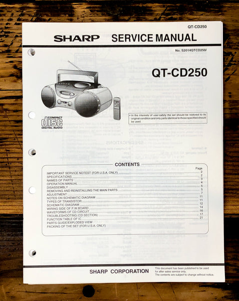 Sharp QT-CD250 Radio Service Manual *Original*