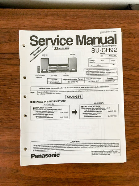 Technics SU-CH92 Amplifier Service Manual *Original*