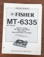 Fisher MT-6335 Record Player / Turntable Service Manual *Original*