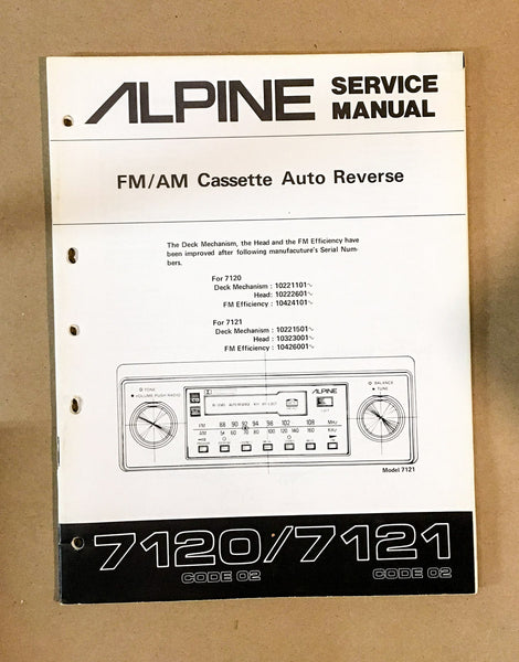 Alpine Model 7120 7121 Radio Cassette Service Manual *Original* #2