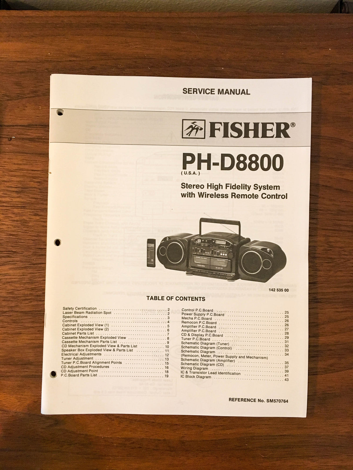 Fisher PH-D8800 Boombox Radio Service Manual *Original*
