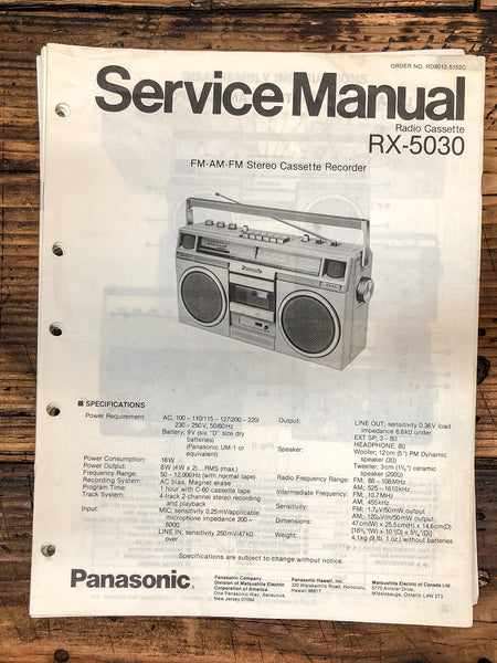 Panasonic RX-5030 Radio / Boombox  Service Manual *Original* #1