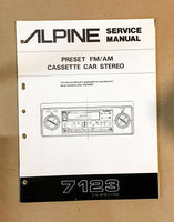 Alpine Model 7123 Radio Cassette Service Manual *Original*