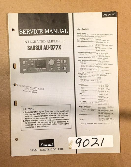 Sansui AU-D77X Amplifier  Service Manual *Original* #2