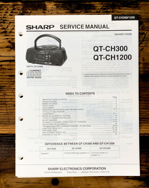 Sharp QT-CD300 QT-CH1200 Radio Service Manual *Original*