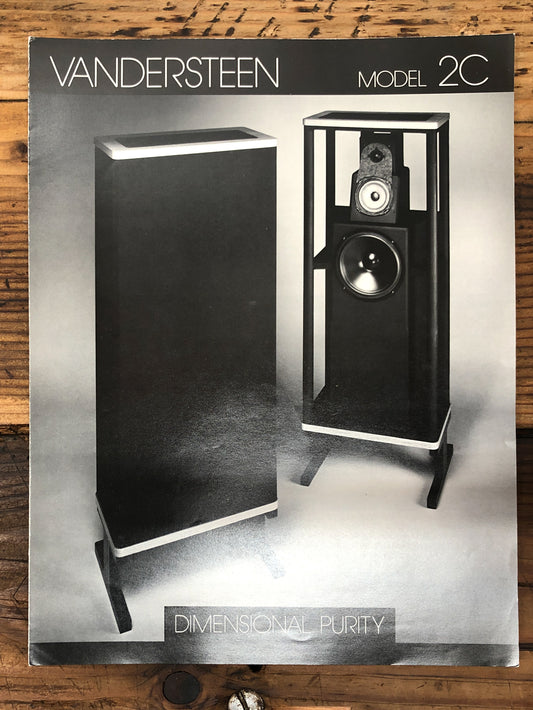 Vandersteen Model 2c Speaker  3 pg Dealer Brochure *Orig* #1