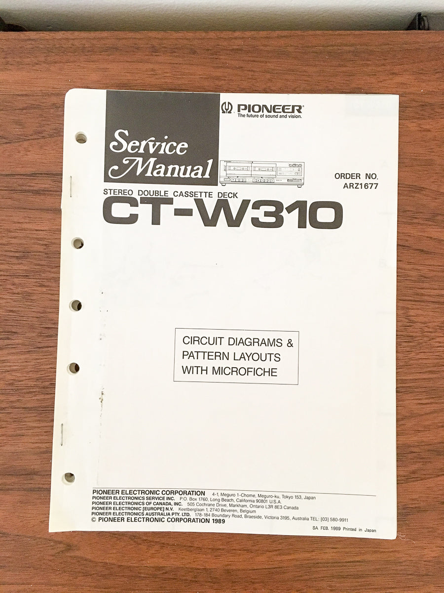 Pioneer CT-W310 Cassette Service Manual *Original*