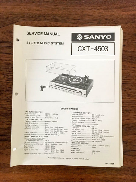 Sanyo GXT 4503 Stereo Music System Service Manual *Original*