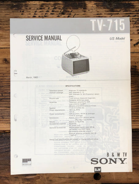 Sony TV-715 TV  Service Manual *Original*