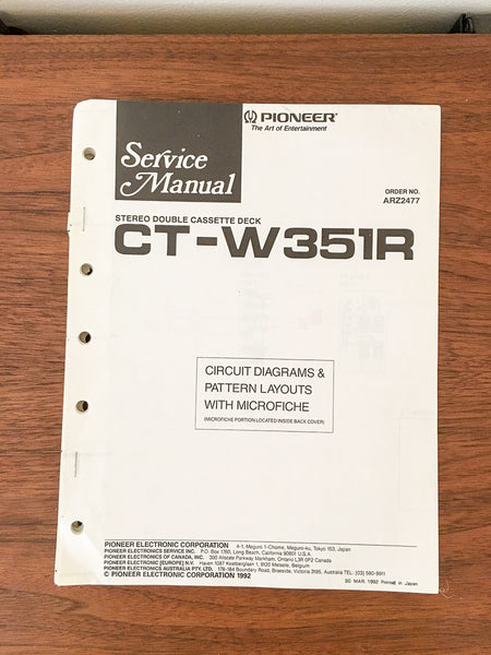 Pioneer CT-W351R Cassette Service Manual *Original*