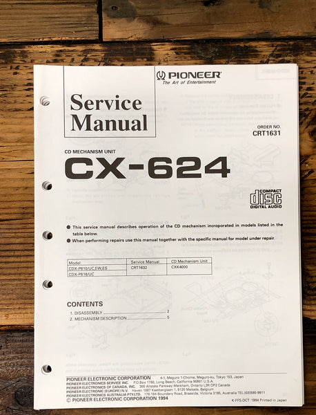 Pioneer CX-624 CD Mechanism  Service Manual *Original*