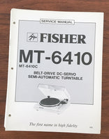 Fisher MT-6410 Record Player / Turntable Service Manual *Original*