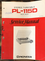 Pioneer PL-115D Record Player / Turntable  Service Manual *Original*
