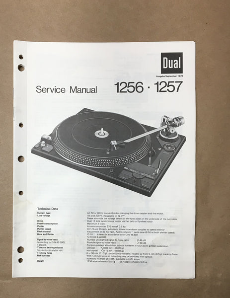 Dual Model 1256 1257 Record Player / Turntable Service Manual *Original*