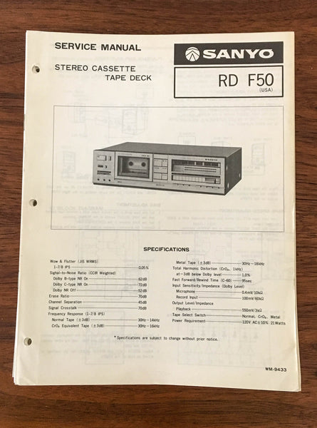 Sanyo RD F50 Cassette Deck Service Manual *Original*