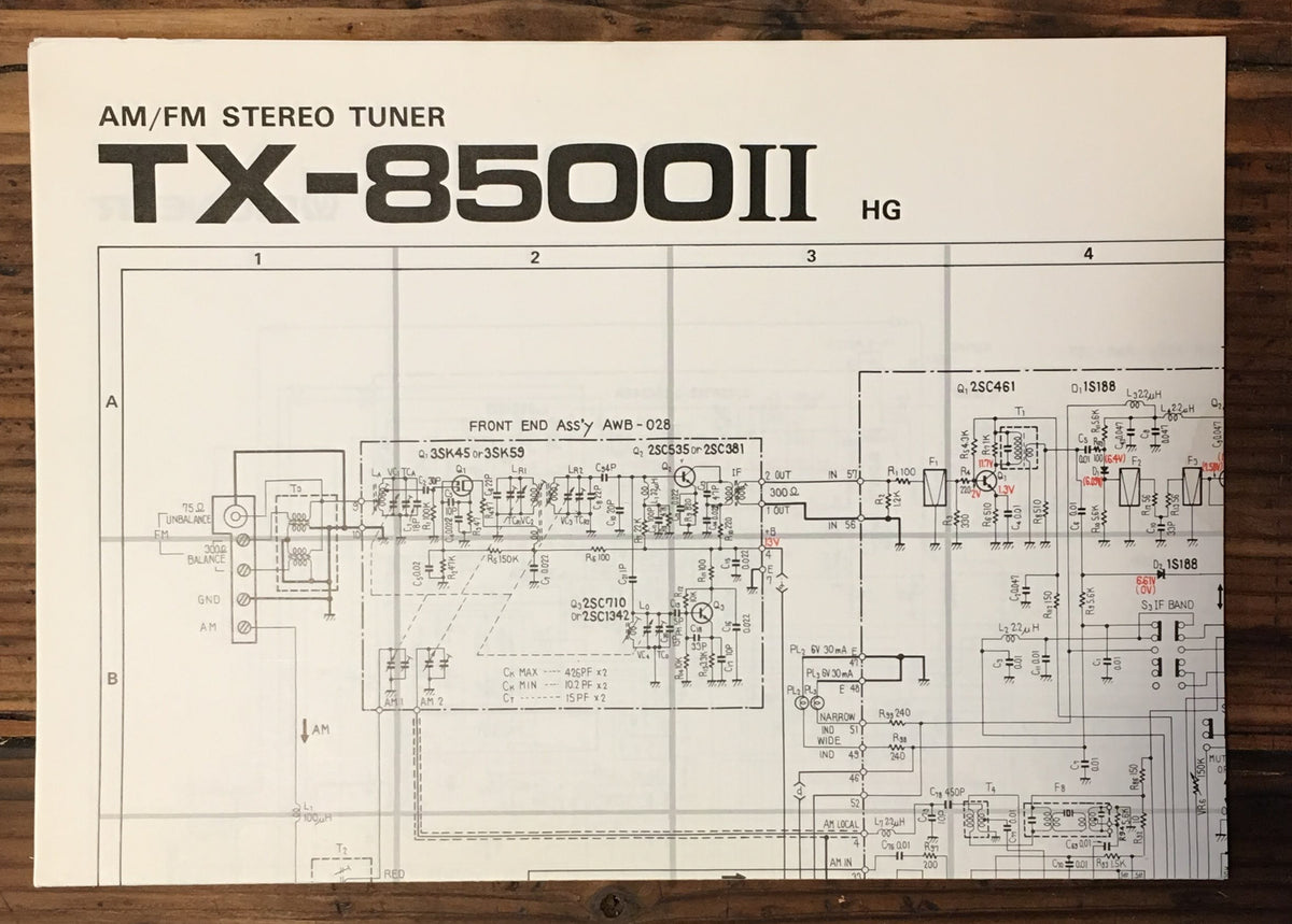 Pioneer TX-8500 II Tuner Large Fold Out Schematic *Original* #2