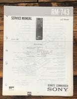 Sony RM-743 Remote Control  Service Manual *Original*