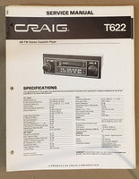 Craig Model T622 Car Stereo / Cassette Service Manual *Original*