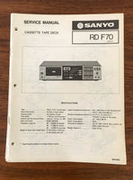 Sanyo RD F70 Cassette Deck Service Manual *Original*