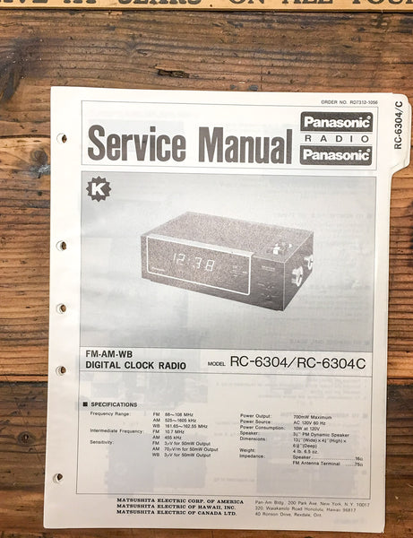 Panasonic RC-6304 RC-6304C Radio  Service Manual *Original*