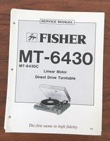 Fisher MT-6430 Record Player / Turntable Service Manual *Original*