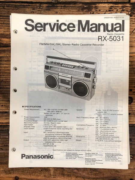 Panasonic RX-5031 Radio / Boombox  Service Manual *Original*