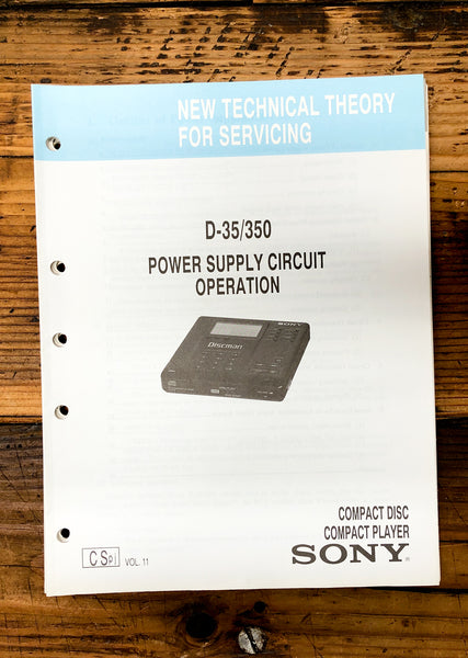 Sony D-35 D-350 CD Player / Discman  Technical Theory Manual *Original*