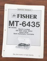 Fisher MT-6435 Record Player / Turntable Service Manual *Original*