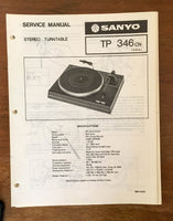 Sanyo TP 346 CN Record Player Turntable Service Manual *Original*