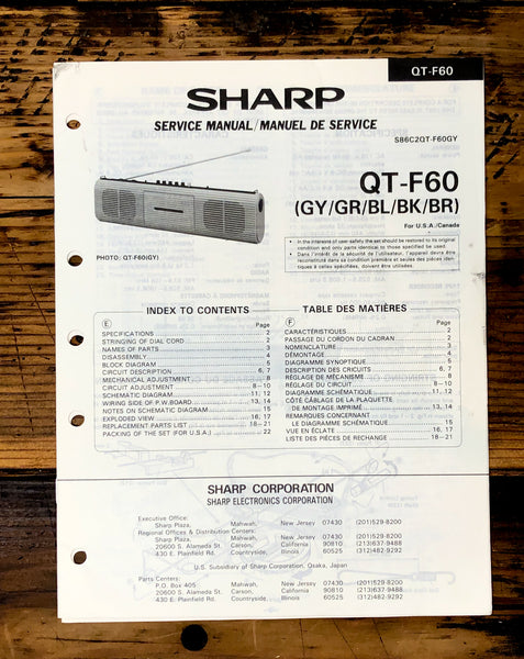 Sharp QT-F60 Radio Service Manual *Original*