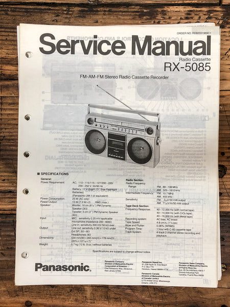 Panasonic RX-5085 Radio / Boombox  Service Manual *Original*