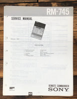 Sony RM-745 Remote Control  Service Manual *Original*