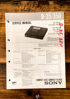 Sony D-35 D-350 CD Player / Discman  Service Manual *Original*